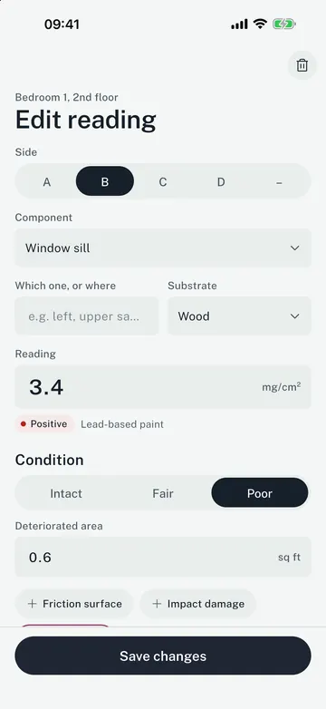 Plumbic app screen: Classified as you type. Against your analyzer's PCS threshold or range.